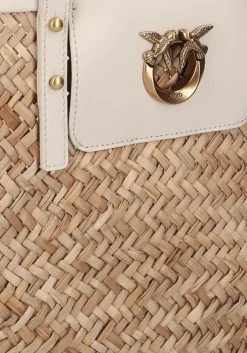 beige pinko shopper love summer basket raffia