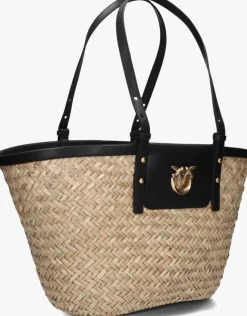 beige pinko shopper love summer basket raffia