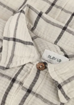 beige play up overhemden checked woven shirt