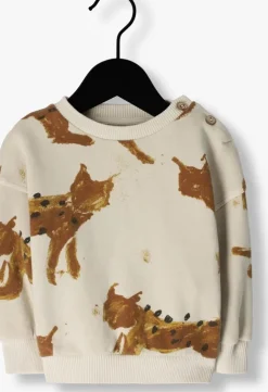 beige play up sweater printed fleece sweater