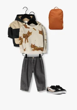 beige play up sweater printed fleece sweater