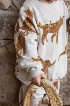 beige play up sweater printed fleece sweater