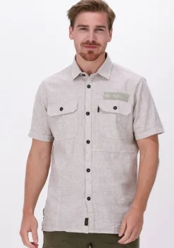 beige pme legend casual overhemd short sleeve shirt ctn linen fil a fil