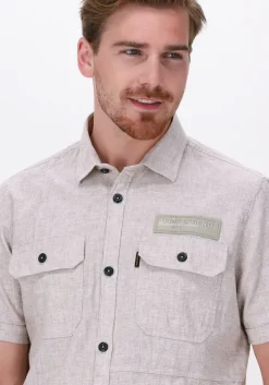 beige pme legend casual overhemd short sleeve shirt ctn linen fil a fil