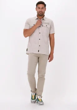 beige pme legend casual overhemd short sleeve shirt ctn linen fil a fil