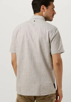 beige pme legend casual overhemd short sleeve shirt yarn dyed stripe