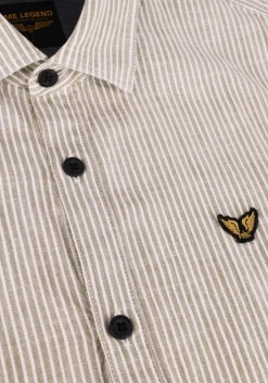 beige pme legend casual overhemd short sleeve shirt yarn dyed stripe