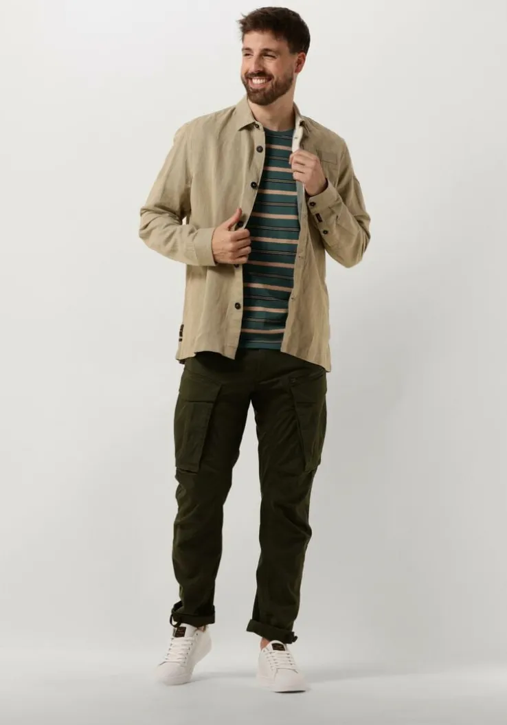 beige pme legend casual overhemd long sleeve shirt ctn/linen 2 tone herringbone