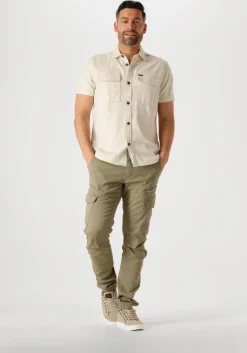 beige pme legend casual overhemd short sleeve shirt slub cotton