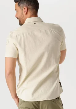 beige pme legend casual overhemd short sleeve shirt slub cotton