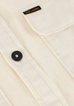 beige pme legend casual overhemd short sleeve shirt slub cotton