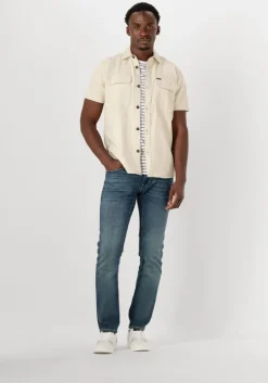 beige pme legend casual overhemd short sleeve shirt slub cotton