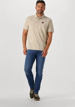 beige pme legend polo two tone pique printed