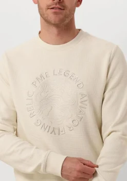 beige pme legend trui crewneck waffle jersey