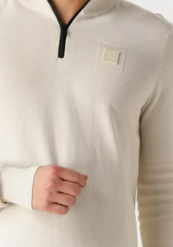 beige pme legend trui half zip collar cotton modal