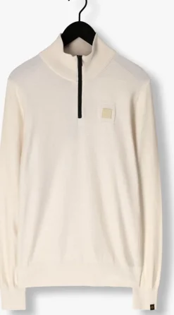 beige pme legend trui half zip collar cotton modal