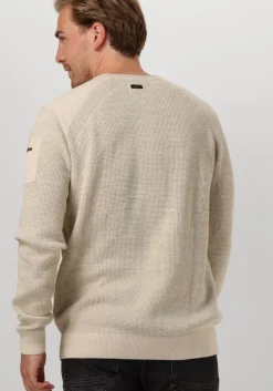 beige pme legend trui r-neck cotton rib melee knit