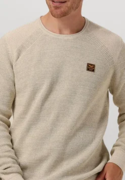 beige pme legend trui r-neck cotton rib melee knit