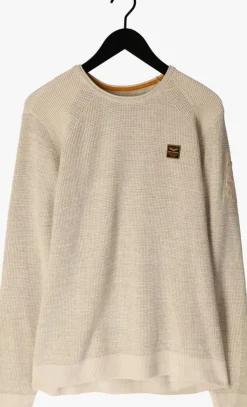 beige pme legend trui r-neck cotton rib melee knit