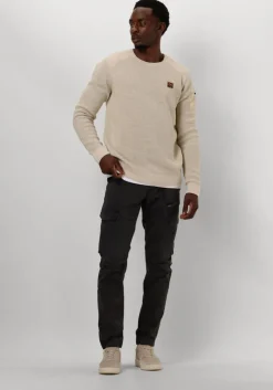 beige pme legend trui r-neck cotton rib melee knit