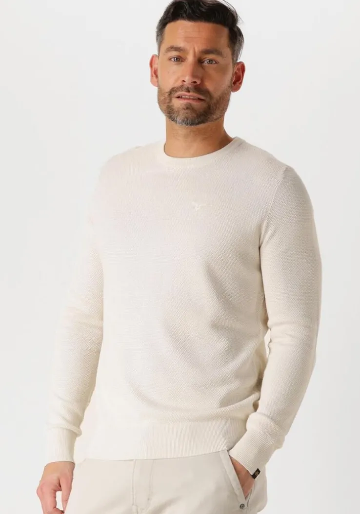 beige pme legend trui r-neck cotton modal