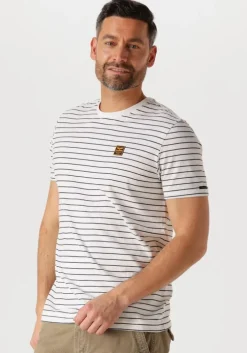 beige pme legend t-shirt short sleeve r-neck yd melange striped jersey