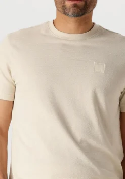 beige pme legend t-shirt short sleeve r-neck jacquard stripes