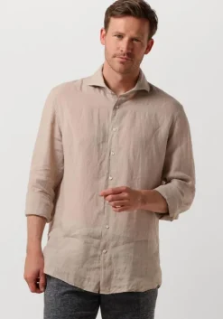 beige profuomo casual overhemd shirt x-cutaway sc linnen