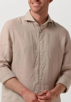 beige profuomo casual overhemd shirt x-cutaway sc linnen