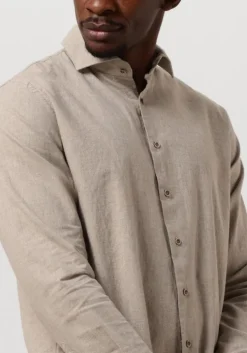 beige profuomo klassiek overhemd shirt cutaway sc cotton linnen