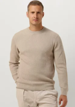 beige profuomo trui pullover crew neck