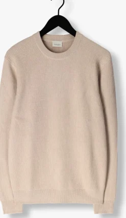 beige profuomo trui pullover crew neck