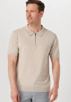 beige pure path polo regular fit polo ss half zip knitwear