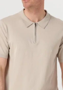 beige pure path polo regular fit polo ss half zip knitwear