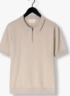 beige pure path polo regular fit polo ss half zip knitwear
