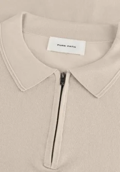 beige pure path polo regular fit polo ss half zip knitwear