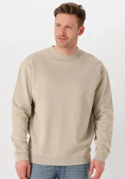 beige pure path sweater loose fit crewneck ls sweaters