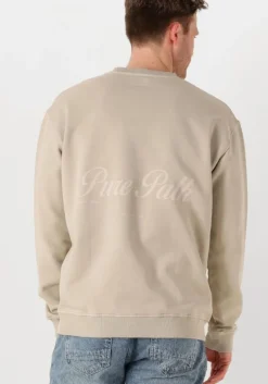 beige pure path sweater loose fit crewneck ls sweaters
