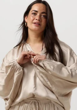 beige resort finest blouses satin balloon blouse