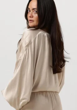 beige resort finest blouses satin balloon blouse