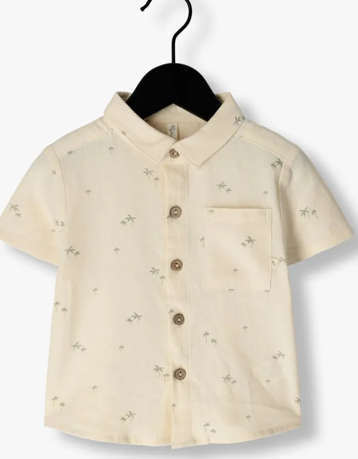 beige rylee + cru casual overhemd collared short sleeve shirt palm