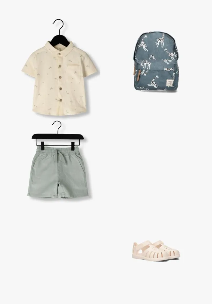 beige rylee + cru casual overhemd collared short sleeve shirt palm