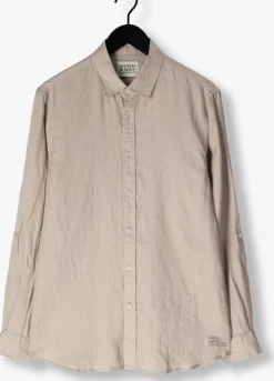beige scotch & soda casual overhemd regular fit linen shirt