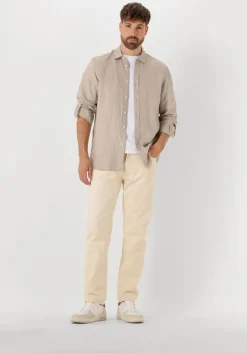 beige scotch & soda casual overhemd regular fit linen shirt