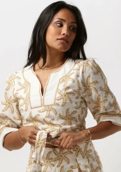 beige scotch & soda top embroidered linen crop top