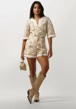 beige scotch & soda top embroidered linen crop top