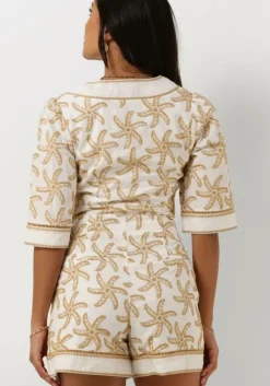 beige scotch & soda top embroidered linen crop top