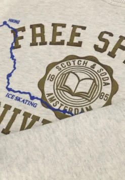 beige scotch & soda trui logo carrier crew