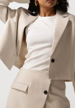 beige second female blazer evie cropped blazer