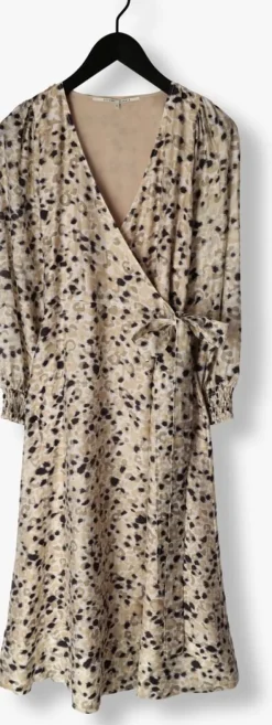 beige second female midi jurk gaura wrap dress